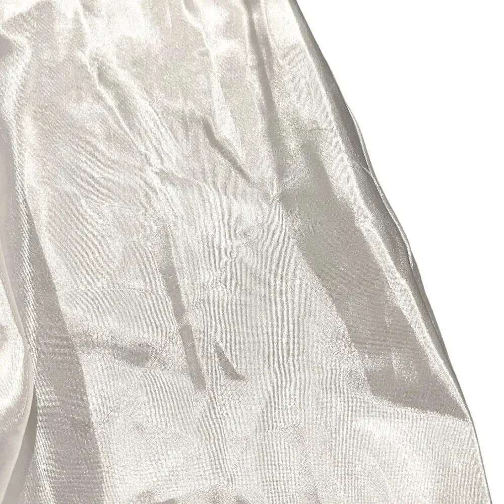 Oscar de la Renta Pink Label White Satin with Lace Long Maxi Nightgown M - Picture 3 of 5